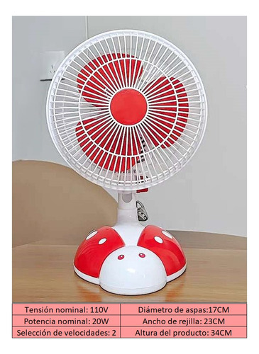 Ventilador Oscilante Con Base Mariquita 2025 -oscilación 90° 23 Cm 50hz Blanco Rojo Plástico 3
