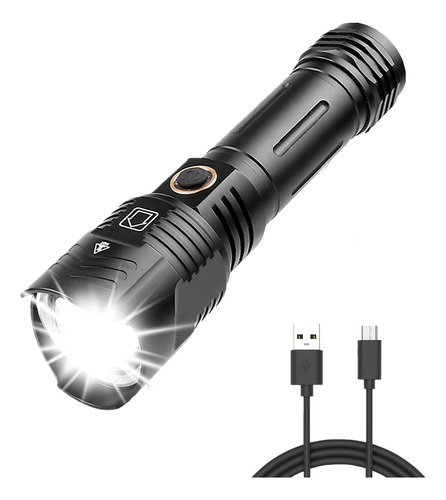 Linterna Recargable Táctica Led De Alto Lumen Impermeable