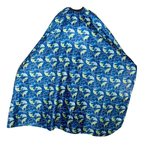 Capa De Corte De Pelo Diseño Tiburones Peluquería Barberia Color Azul