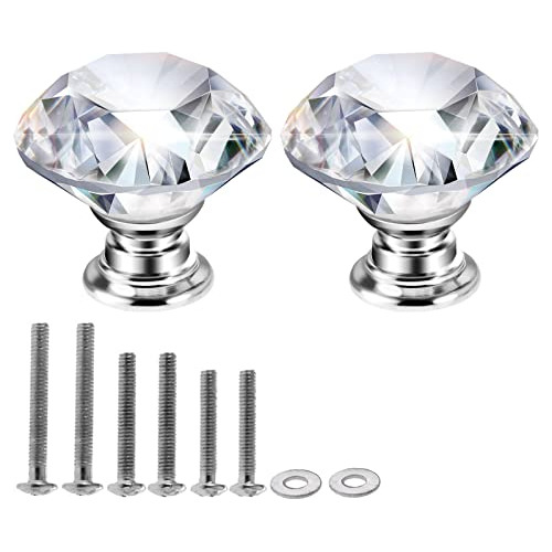 2pcs Perilla De Vidrio De Diamante, 30 Mm/1,18  Tirador...