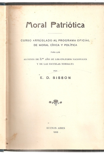 Moral Patriotica Sisson Buenos Aires 1910