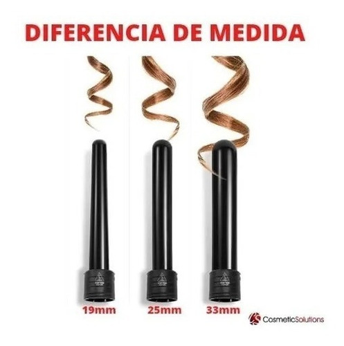 Imagen 6 de 10 de Rizador Gama Modelador Pelo Cabello Tamaños 19 , 25 Y 33 Mm - Garantia Oficial - Rulos - Rizos - Ondas