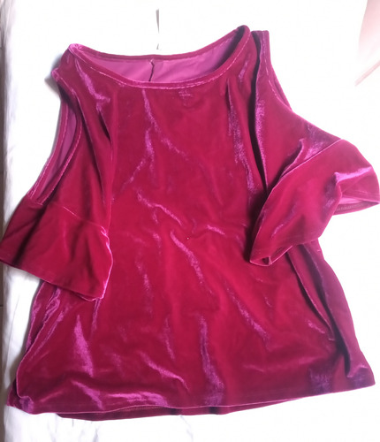 Blusa Gamuza Fucsia Manga 3/4 C/recorte