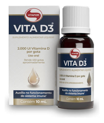 Kit 3 Vita D3 2000ui Vitafor 10ml Em Gotas