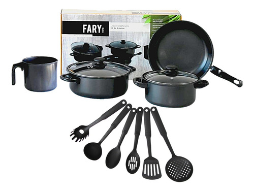 Set Ollas Basico Bateria Cocina Fary Home Utensilios 10pz 