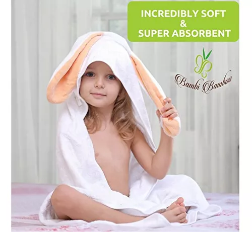 Juego de toallas de baño con capucha de bambú para piel sensible, natural,  ecológica, 30 x 30 pulgadas, toalla suave y absorbente para bebés, niños