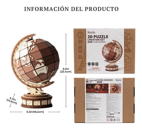 Puzzle 3d Global Wonders Globo Terráqueo - Rolife