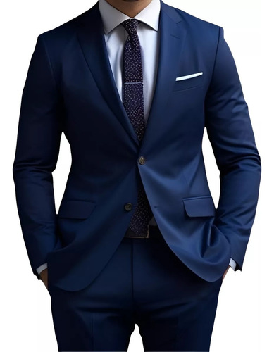 Terno Slim Italiano Sport Fino Vernazzi Azul-marinho Lisa 46