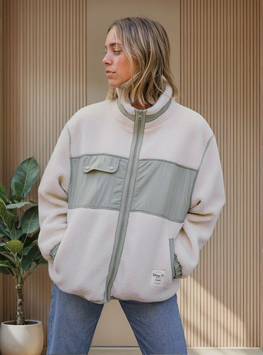 Polar Mujer Sherpa Verde Cierre Completo Wappy