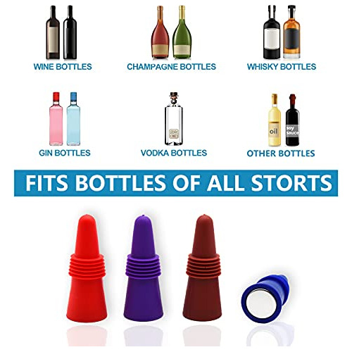 Tapones De Botella De Vino De Silicona Multicolor 8 Piezas