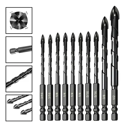 Kit 10 Broca Liga Quatro Lâminas Dura Profissional Universal