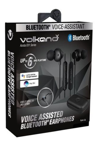 Auriculares Bluetooth Volkano Asista E01 Negro - Mosca