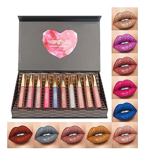 Lápices Labiales - Veronni Diamond Glitter Lipstick Set 
