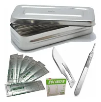 Comprar Kit Podologia Caja Acero + 10 Hoja Bisturi N° 10 + Mango N3