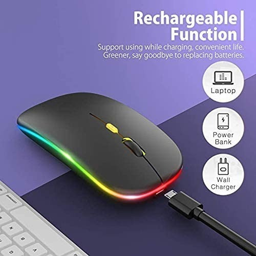 Mouse Led Recargable Ratón Silencio Inalámbrico Rgb Color