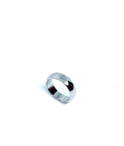 Imagen 3 de 4 de Argolla Acero Inoxidable Plateada Facetada 5mm
