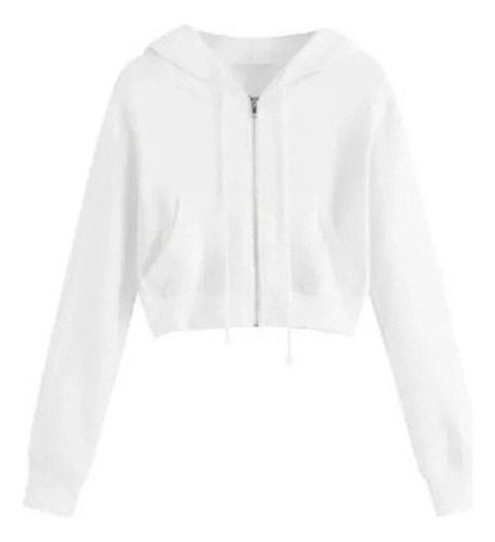 Sudadera Corta De Mujer Con Cremallera Y Capucha