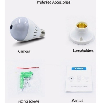 Camara Seguridad Bombillo Espia 360° Wifii Full Hd
