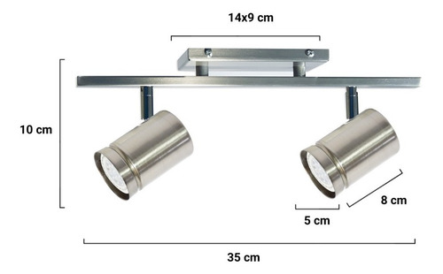 Imagen 2 de 10 de Sistema Spot 2 Luces Lampara Techo Gu10 Apto Led Cuotas