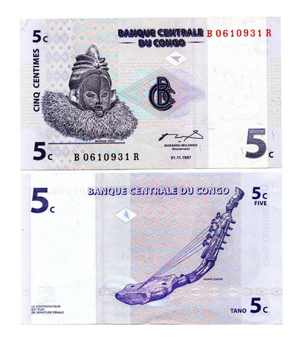 Imagen 1 de 1 de Congo 0.05 Céntimos Año 1997 Unc Numismatic Collection