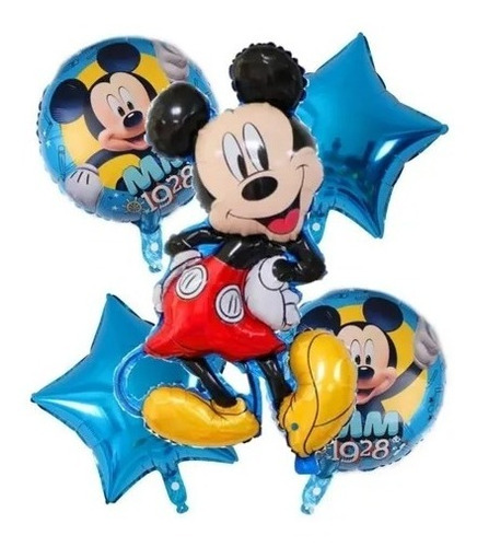 5 Globos Mickey Mouse Disney Para Cumpleaños
