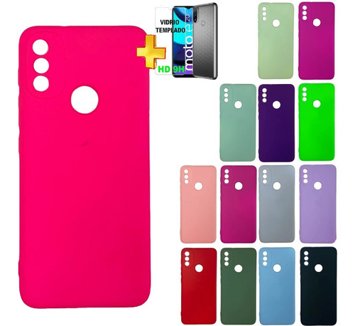 Protector Funda Motorola Moto E20 Silicon Case Mas Vidrio 