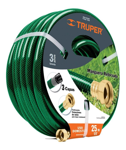 Imagen 1 de 4 de Manguera Reforzada 5/8'' X 25 Mt Laton Truper 16038