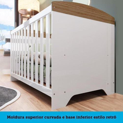 Quarto Guarda Roupa Cômoda Berço Mdf Branco Brilho/carvalho