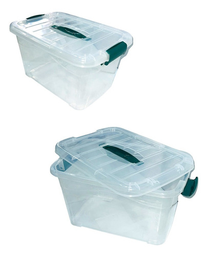 3 Cajas Plástica Tupper Multihogar Tapa Click De 10 Litros