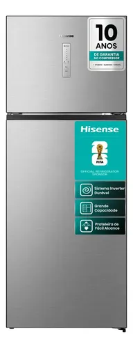 Refrigerador Hisense Top Freezer Inox 466l Cinza