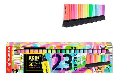 Marca de texto Stabilo Boss con 23 colores, 50 años, multicolor