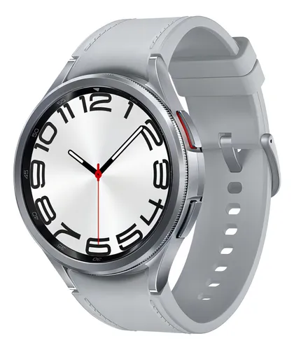 Samsung Galaxy Watch6 Classic 43mm tela de 1.31" com pulseira de silicone cor prata y caixa color silver