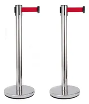 Comprar Barrera De Control Multitudes 2 Poste Con Cinta Retractilar Cinta Rojo Poste Cromado