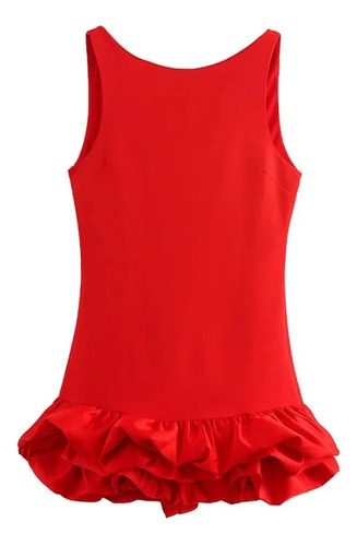 Minivestido Sin Mangas Con Dobladillo Con Volantes