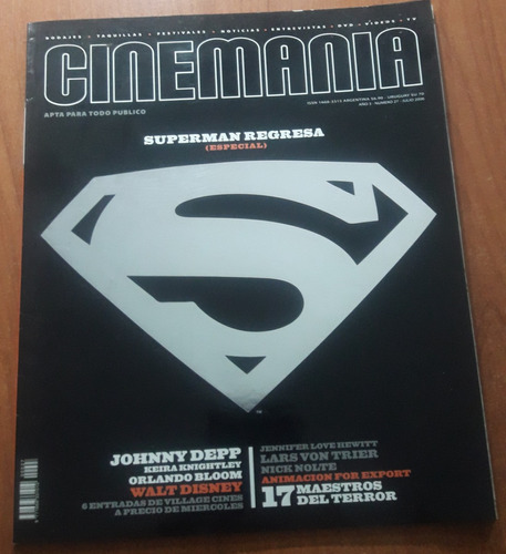 Revista Cinemania N°27 Superman Regresa  Julio Del 2006