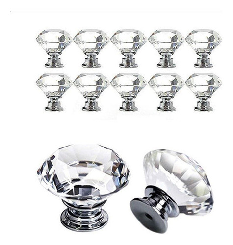 4 Pomos De Cristal Para Armario De Cocina, Cajones Y Alacen.