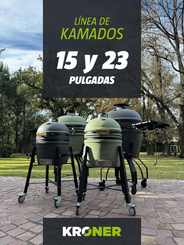 Kamado Parrilla Ahumador 15 Pulgadas Cerámica C/rueda Kroner