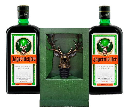 Kit Presente Licor Jagermeister Pack 2un.500ml Dosador Alce