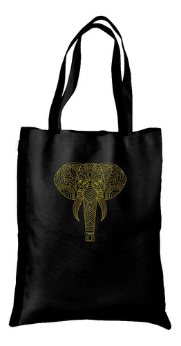 Bolsa Tote Bag Artesanal Gabardina Bordado Mandala Elefante