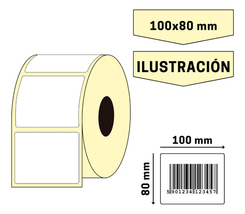Etiquetas Ilustración 100 X 80 Mm (anchxalto) Rollo X 500