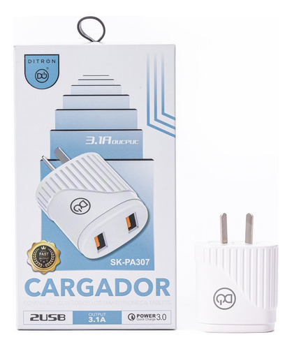 Cargador Ditron Carga Rapida 3.1a Celular Doble Usb Pa307