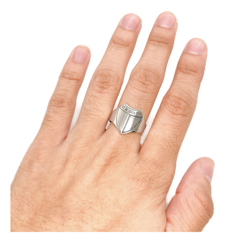 Anillo Escudo Equipo Fútbol Argentina Colón De Santa Fe B - Mediano Plata 925