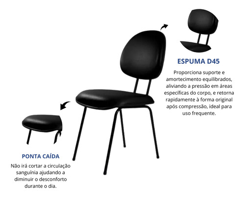 Kit C/ 4 Cadeira Executiva Fixa Escritório Ergonômica