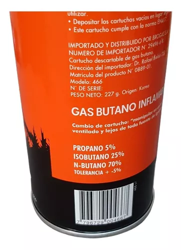 CARTUCHO GAS BUTANO 227 GR BROGAS