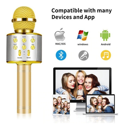 Imagen 3 de 3 de Microfono Karaoke Bluetooth Parlante Inalambrico Díadelniño