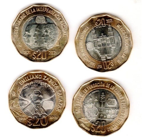 Imagen 1 de 5 de Cuatro Monedas $20 Conmemorativas 2001