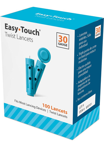 Easytouch Twist Lancets - 30 G, (100 Por Caja)