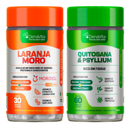 Kit Laranja Moro Morosil + Quitosana + Psylluim - Denavita