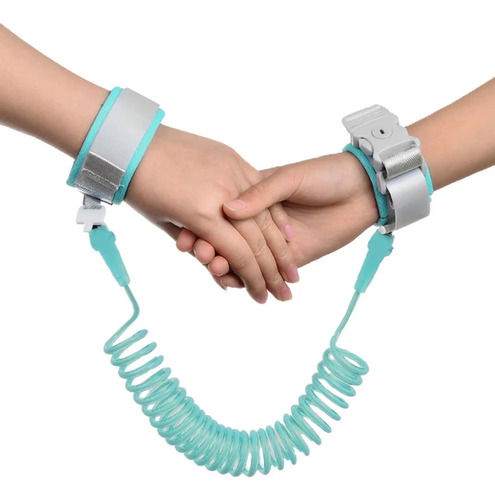 Pulseira Segurança Guia Pulso Infantil Bebê Com Trava Chave Cor Azul-celeste Lisa