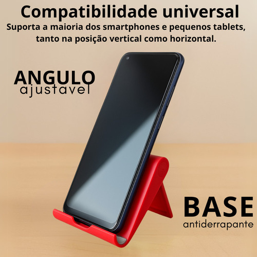 Suporte De Mesa Universal Celular Tablet - Vermelho